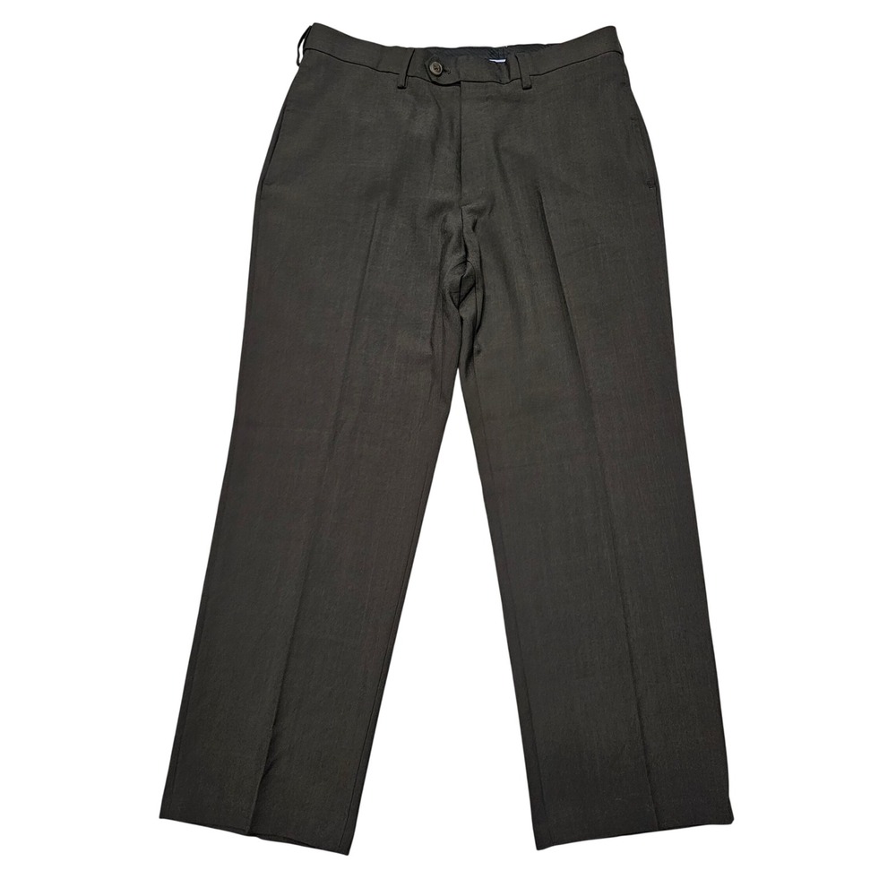 Haggar Clothing Mens Classic Fit Eclo Stria Brown Dress Pants‎ 34x29